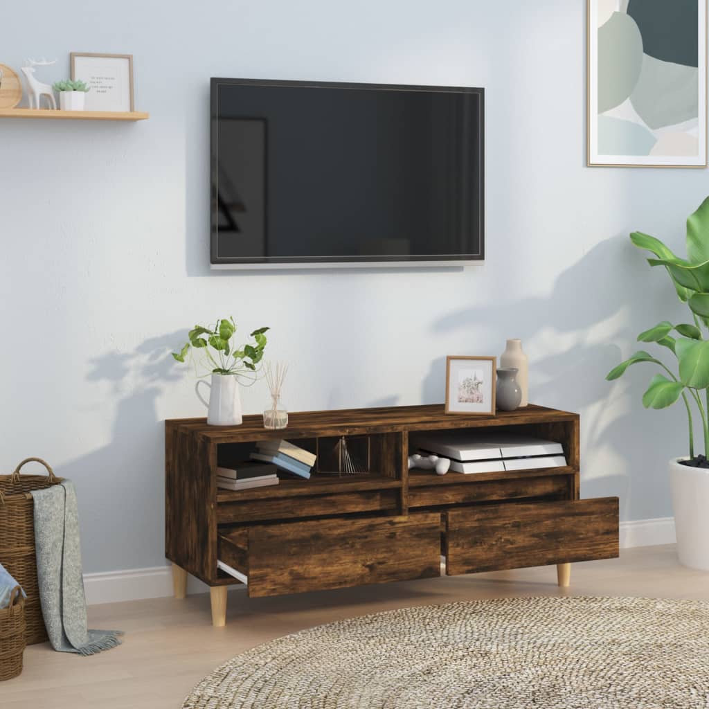 tv-bord 100x34,5x44,5 cm konstrueret træ røget egetræsfarve