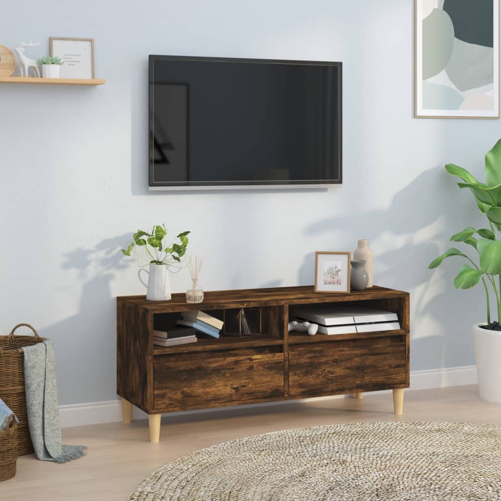 tv-bord 100x34,5x44,5 cm konstrueret træ røget egetræsfarve