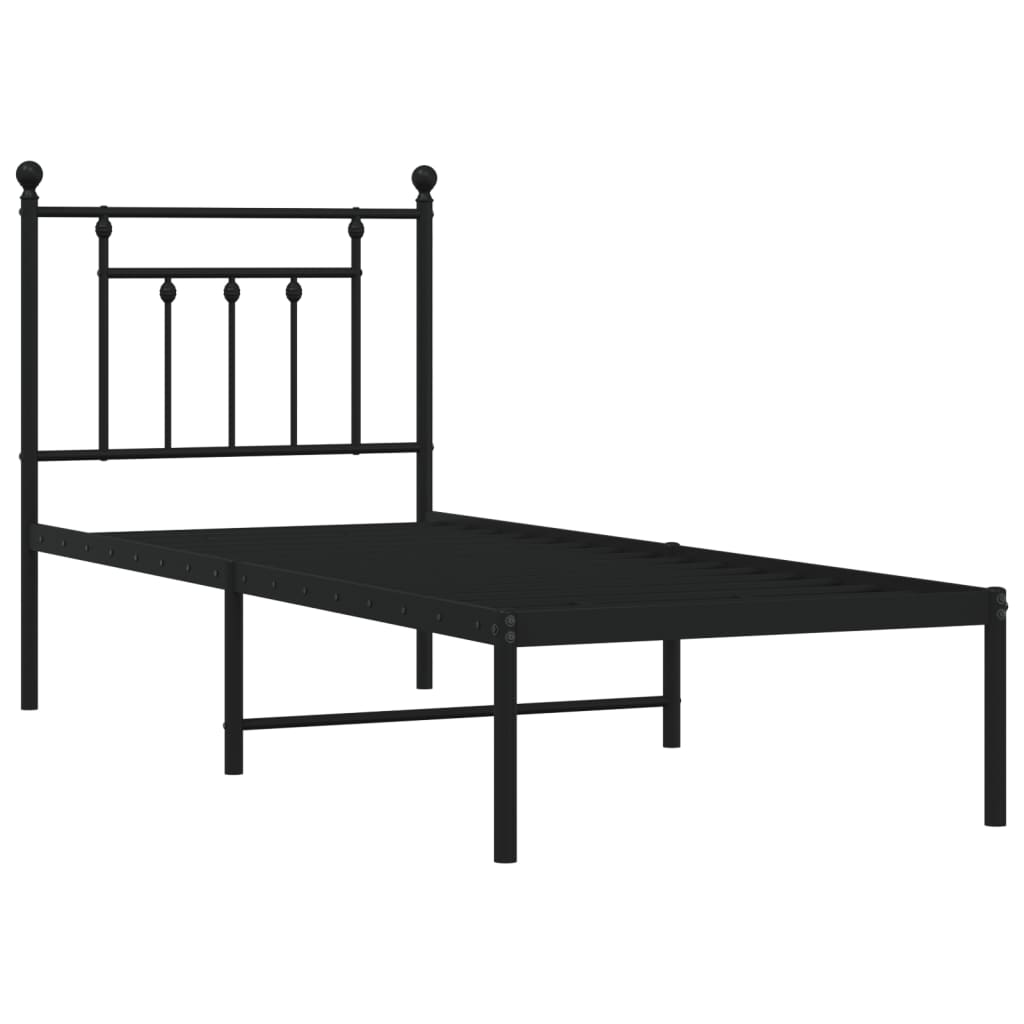 sengeramme med sengegavl 75x190 cm metal sort