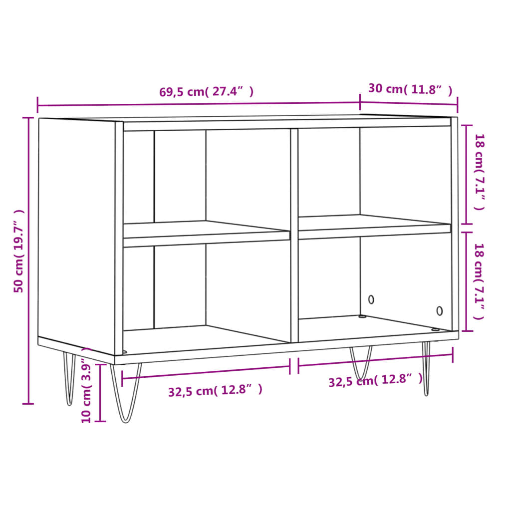 tv-bord 69,5x30x50 cm konstrueret træ sonoma-eg