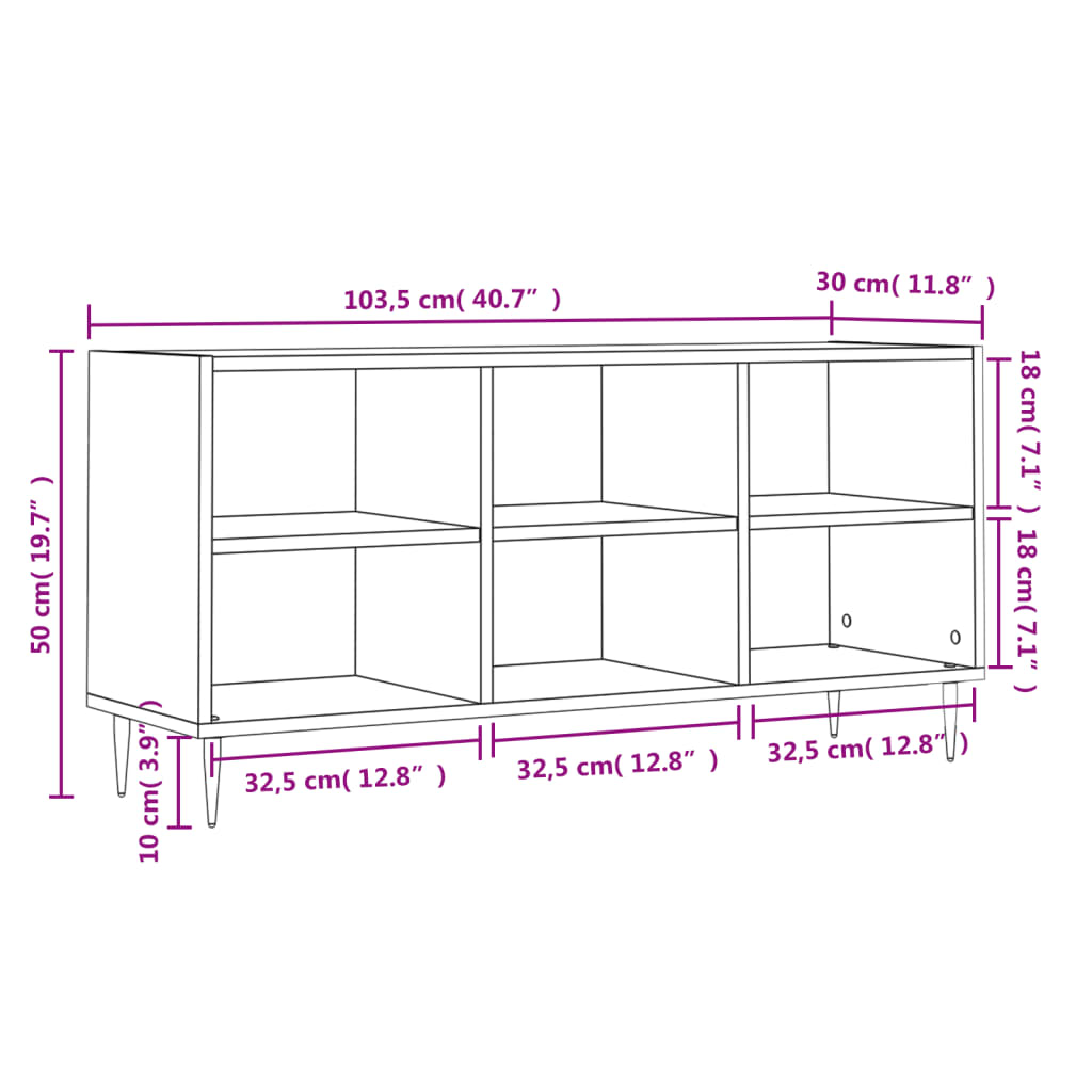 tv-bord 103,5x30x50 cm konstrueret træ betongrå