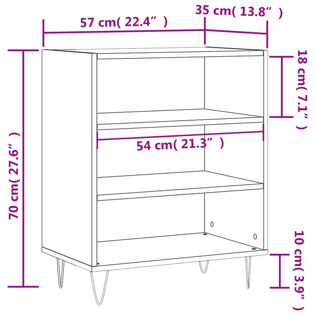 skænk 57x35x70 cm konstrueret træ hvid højglans