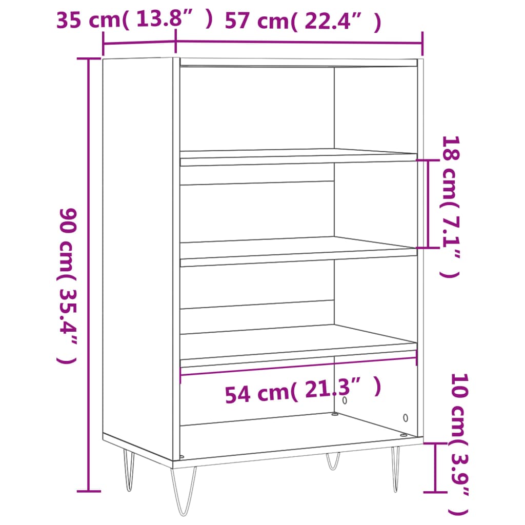 skab 57x35x90 cm konstrueret træ sort