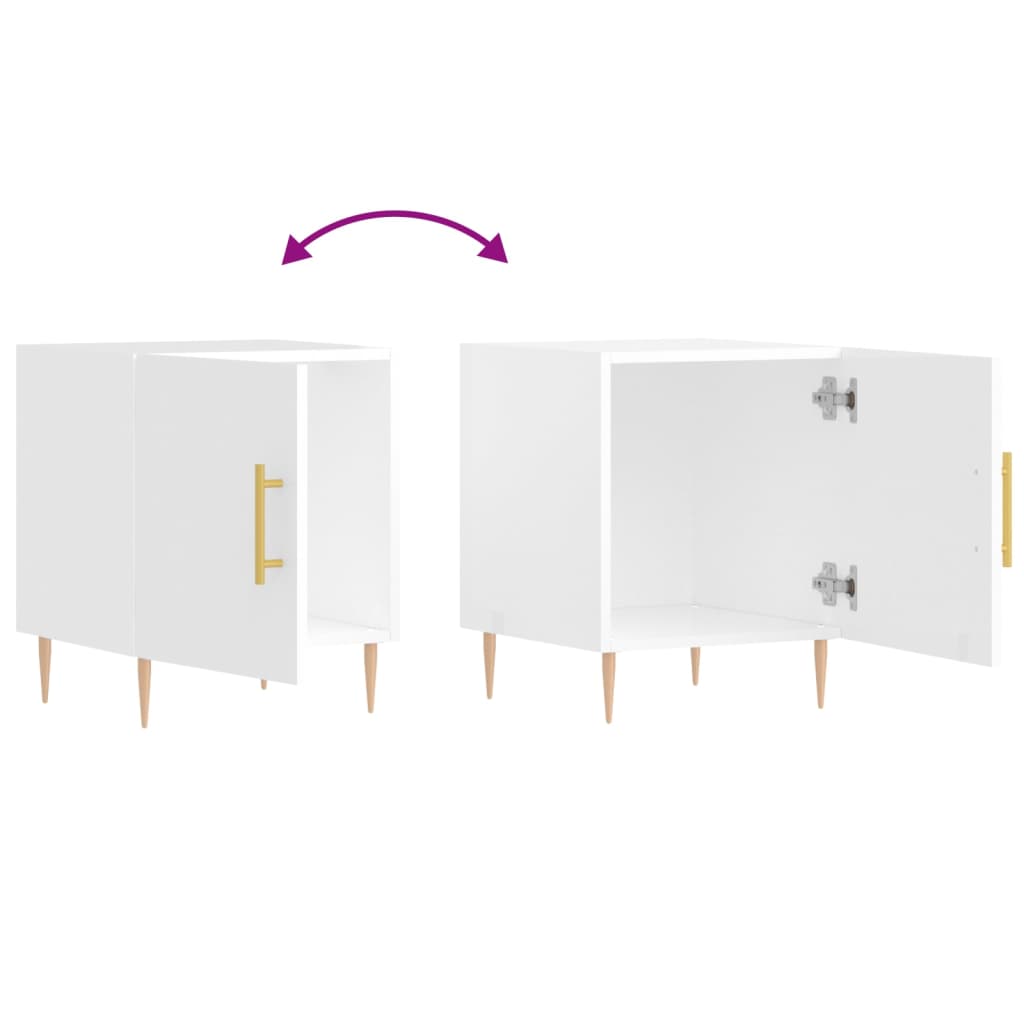 sengeborde 2 stk. 40x40x50 cm konstrueret træ hvid højglans