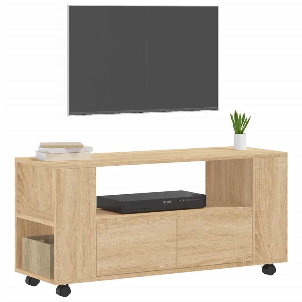 tv-bord 102x34,5x43 cm konstrueret træ sonoma-eg