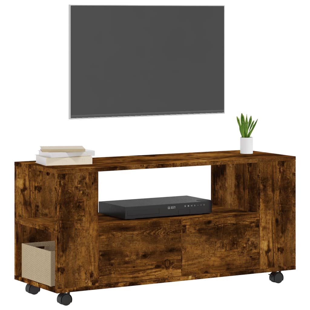 tv-bord 102x34,5x43 cm konstrueret træ røget egetræsfarve