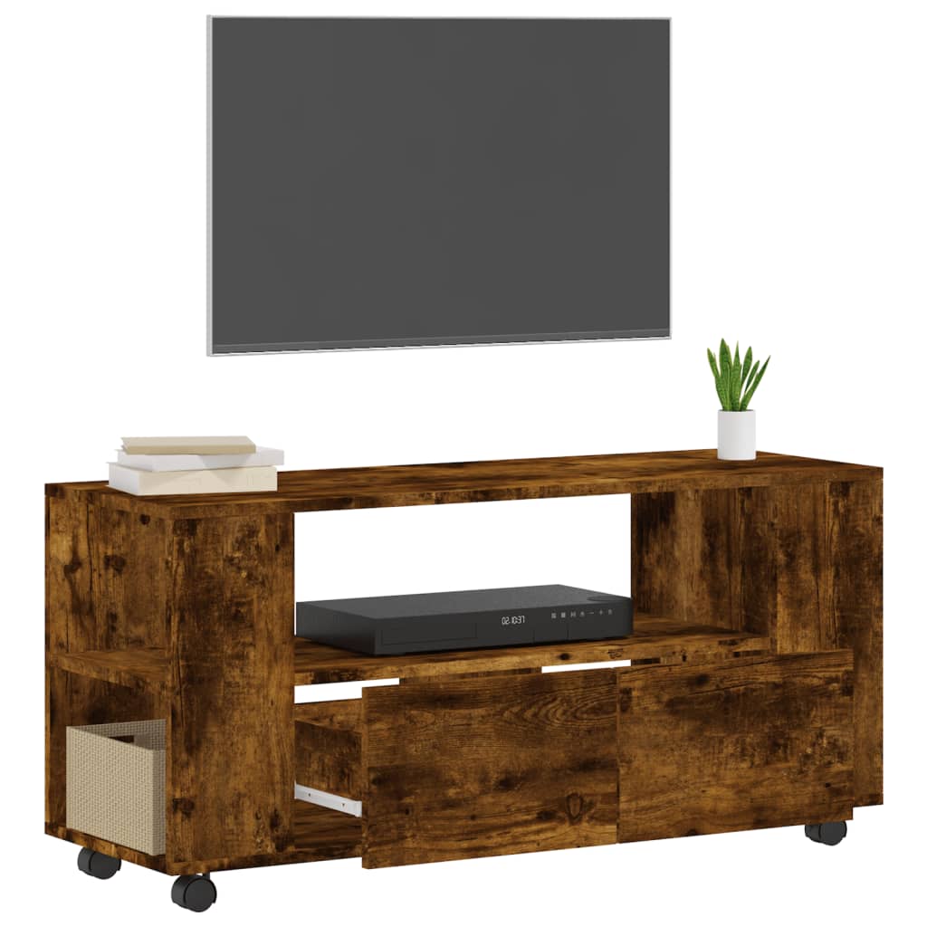 tv-bord 102x34,5x43 cm konstrueret træ røget egetræsfarve