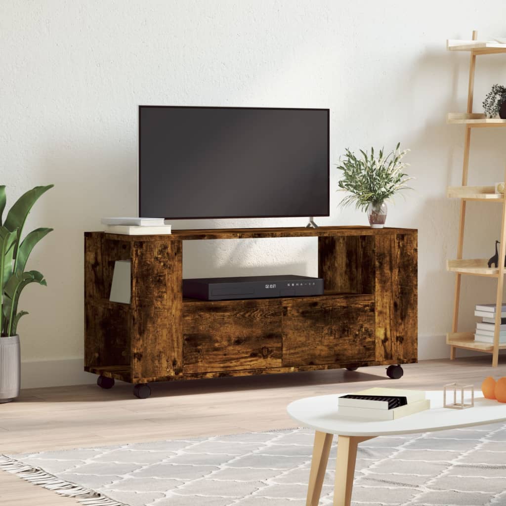 tv-bord 102x34,5x43 cm konstrueret træ røget egetræsfarve