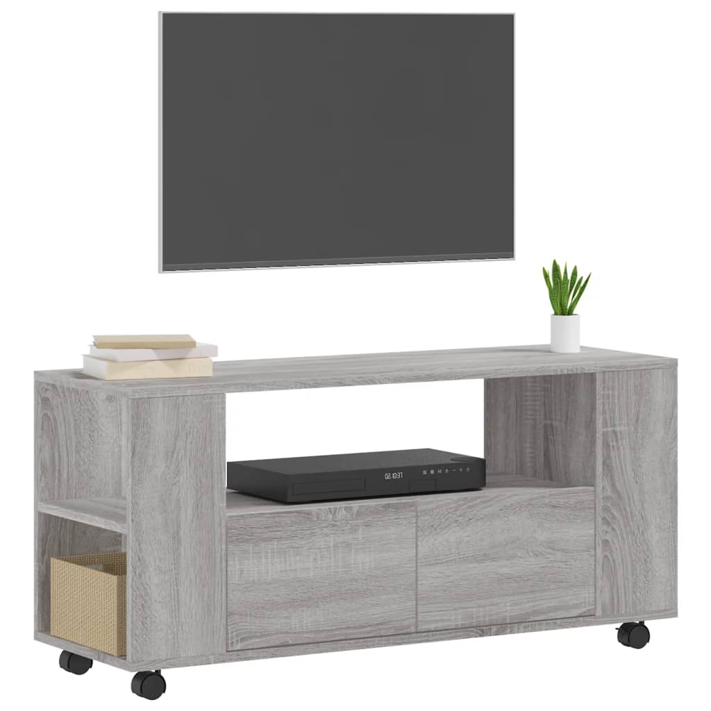 tv-bord 102x34,5x43 cm konstrueret træ grå sonoma-eg