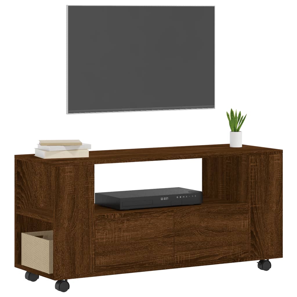 tv-bord 102x34,5x43 cm konstrueret træ brun egetræsfarve