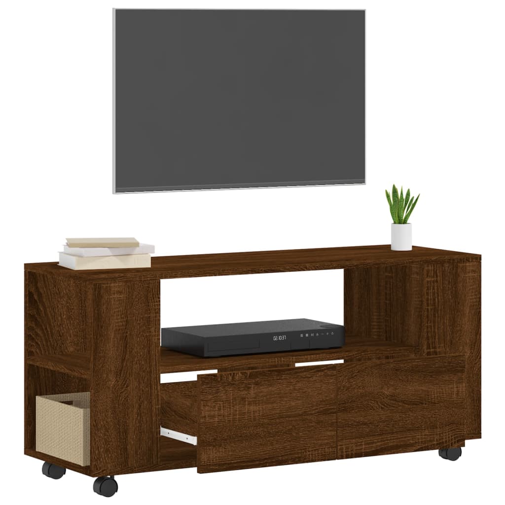 tv-bord 102x34,5x43 cm konstrueret træ brun egetræsfarve