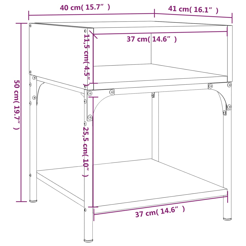 sengeborde 2 stk. 40x41x50 cm konstrueret træ sonoma-eg