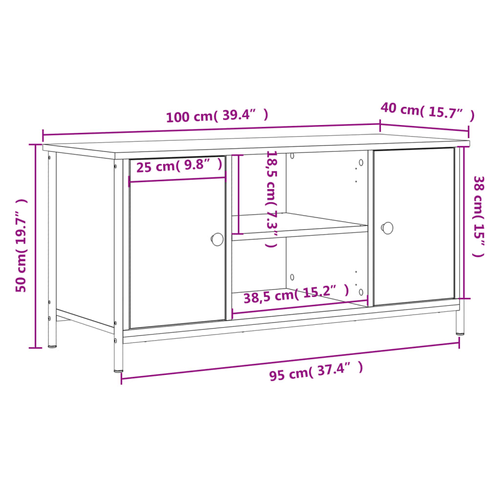 tv-bord 100x40x50 cm konstrueret træ sort