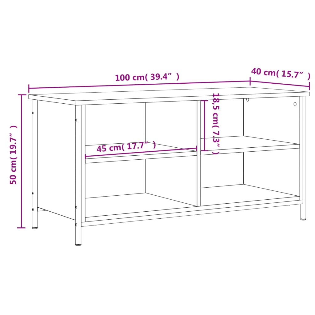 tv-bord 100x40x50 cm konstrueret træ sonoma-eg