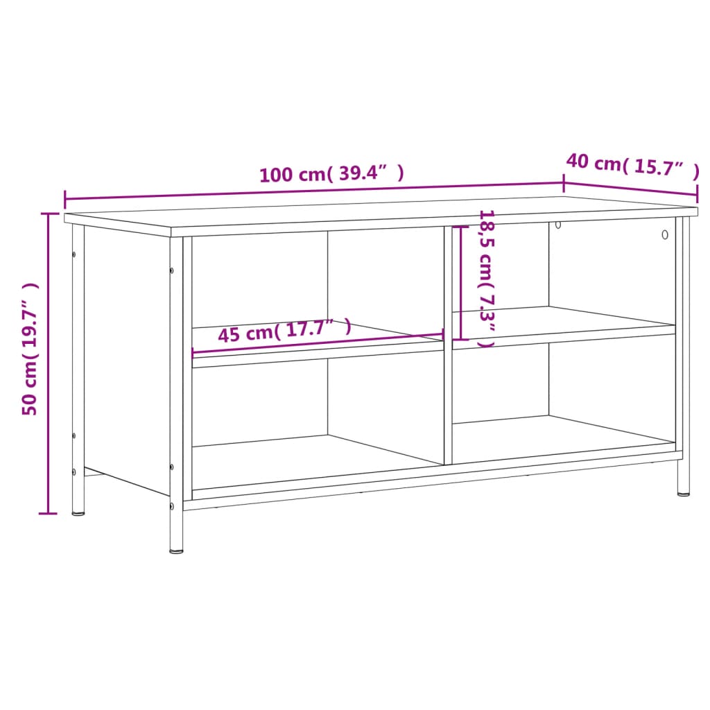 tv-bord 100x40x50 cm konstrueret træ røget egetræsfarve