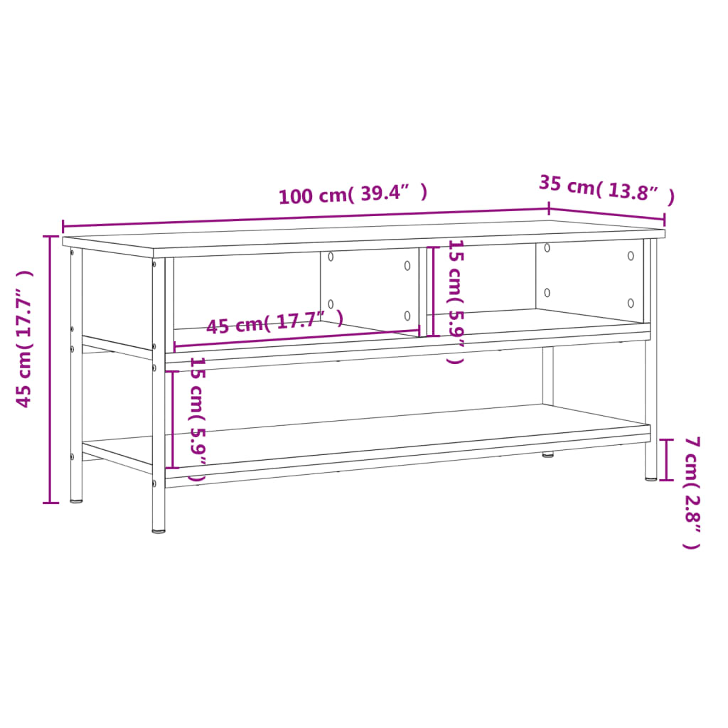 tv-bord 100x35x45 cm konstrueret træ sonoma-eg