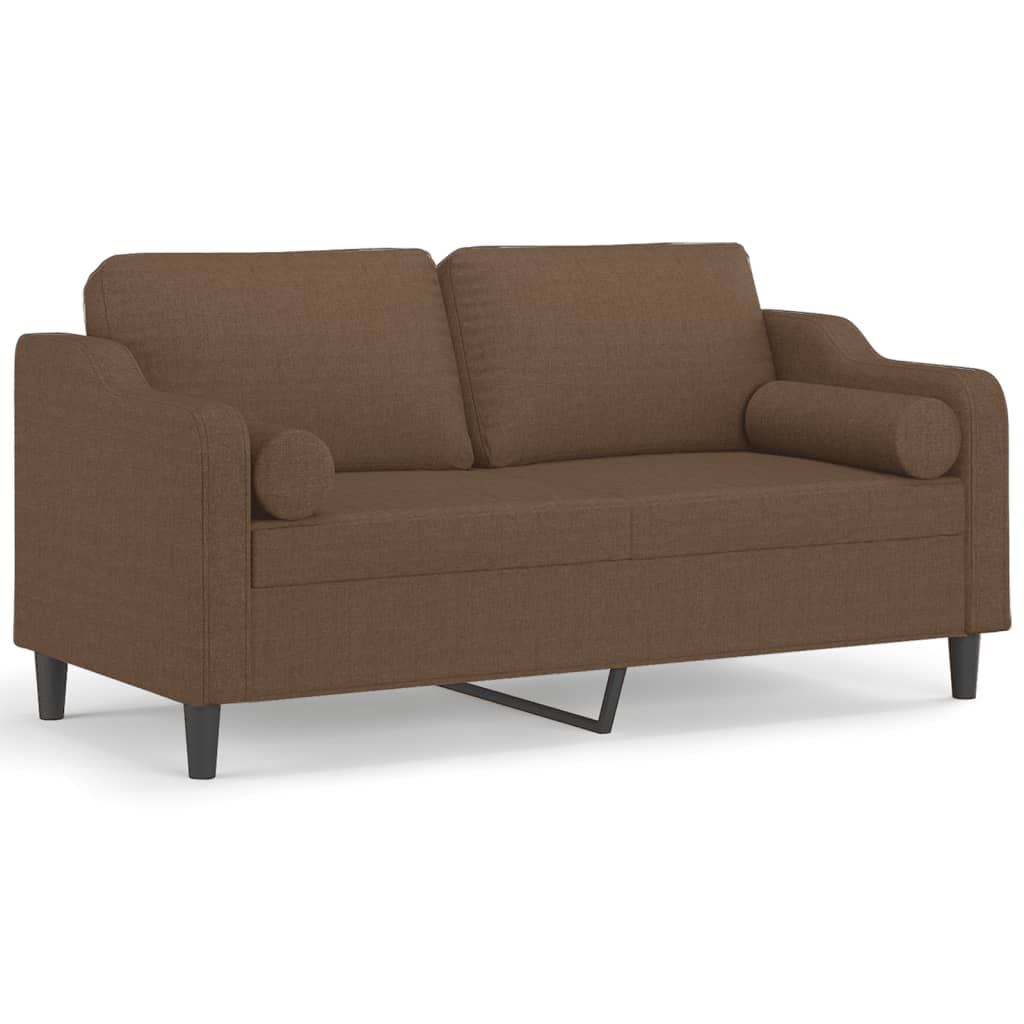 2-personers sofa med pyntepuder 140 cm stof brun