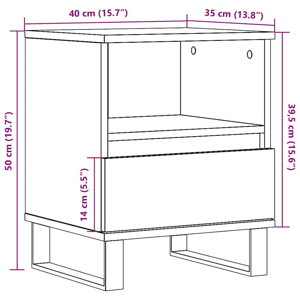 sengeborde 2 stk. 40x35x50 cm konstrueret træ hvid