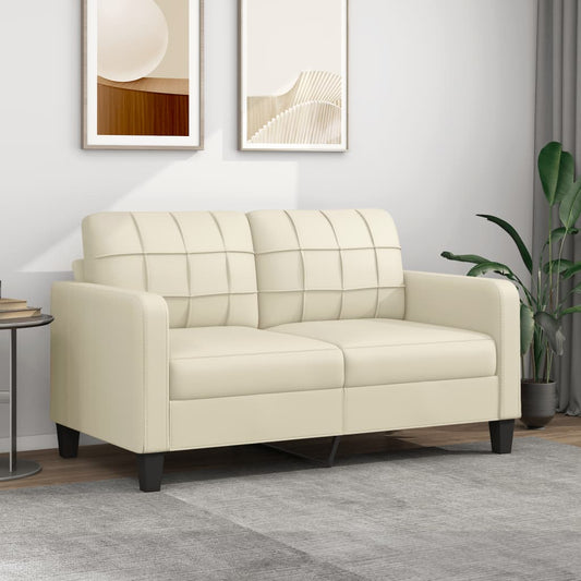 2-personers sofa 140 cm kunstlæder cremefarvet