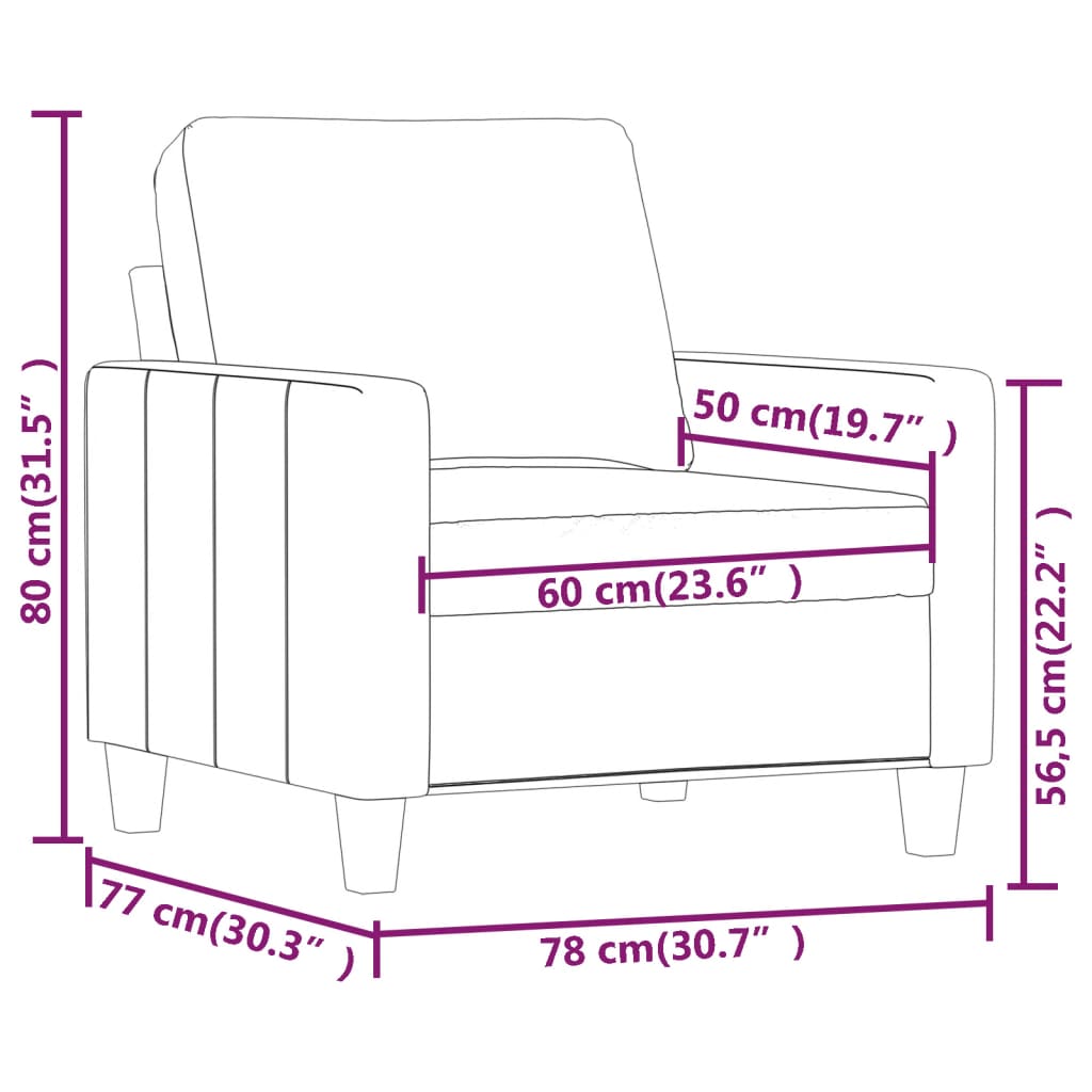 lænestol 60 cm kunstlæder grå