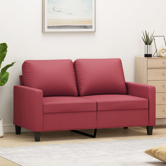 2-personers sofa 120 cm kunstlæder vinrød