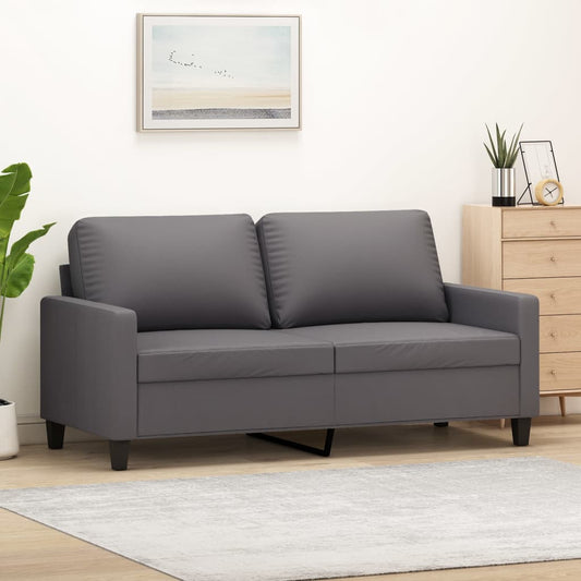 2-personers sofa 140 cm kunstlæder grå