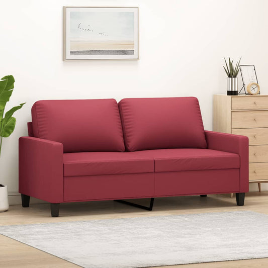 2-personers sofa 140 cm kunstlæder vinrød