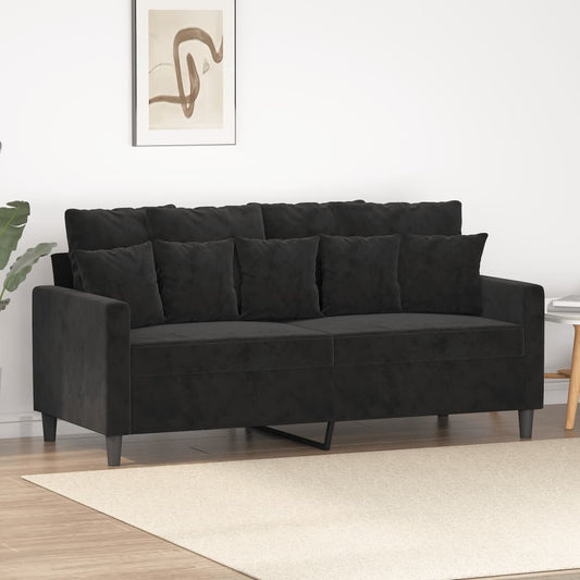 2-personers sofa 140 cm fløjl sort