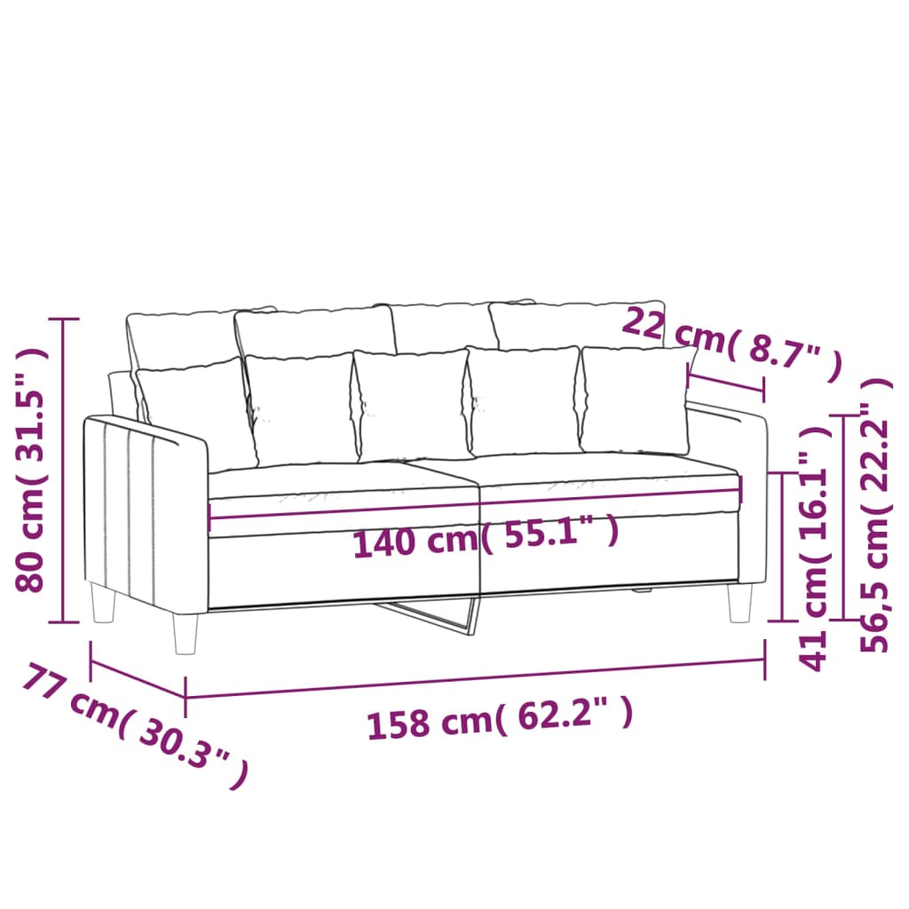 2-personers sofa 140 cm velour cremefarvet