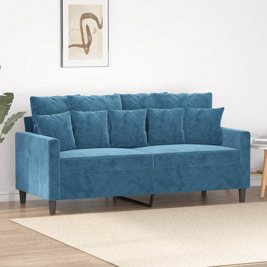 2-personers sofa 140 cm fløjl blå