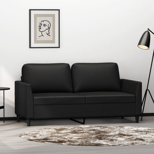 2-personers sofa 140 cm kunstlæder sort