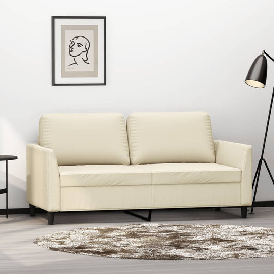 2-personers sofa 140 cm kunstlæder cremefarvet