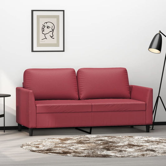 2-personers sofa 140 cm kunstlæder vinrød