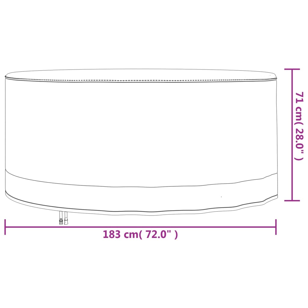 overtræk til havemøbler Ø 183x71 cm rundt 600D oxfordstof beige