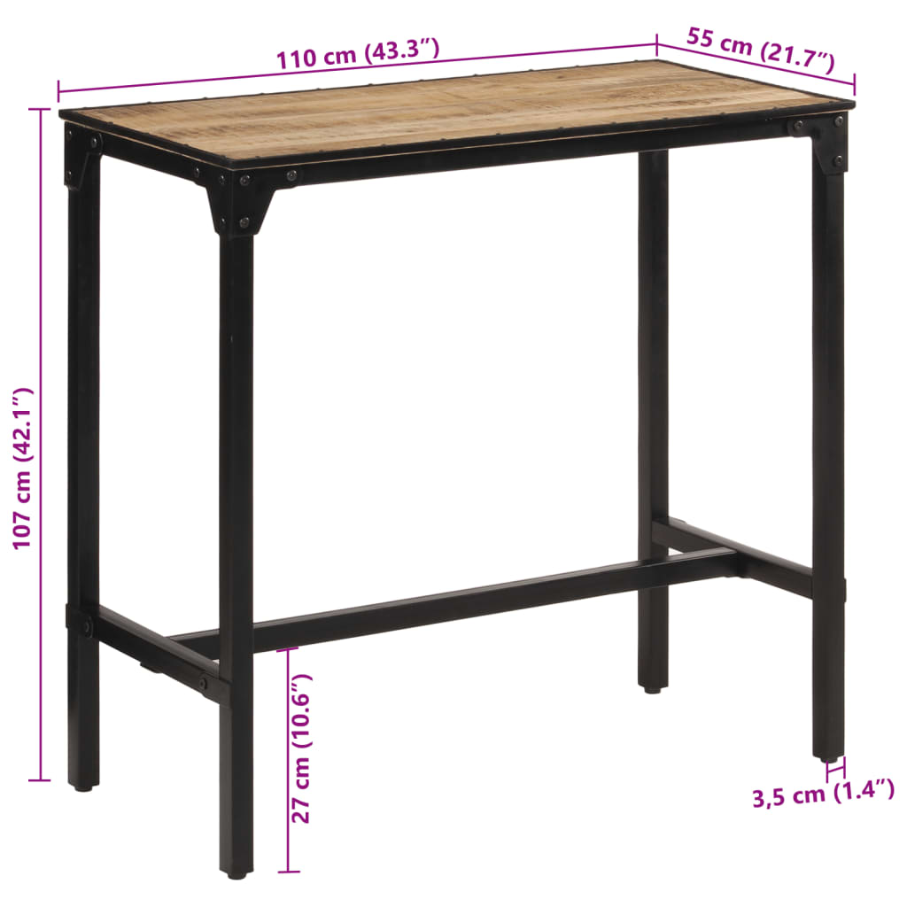 barbord 110x55x107 cm massivt ru mangotræ