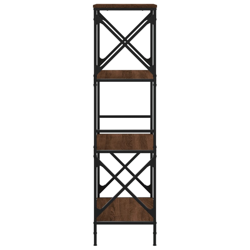 bogreol 4 hylder 59x35x132 cm konstrueret træ brunt eg