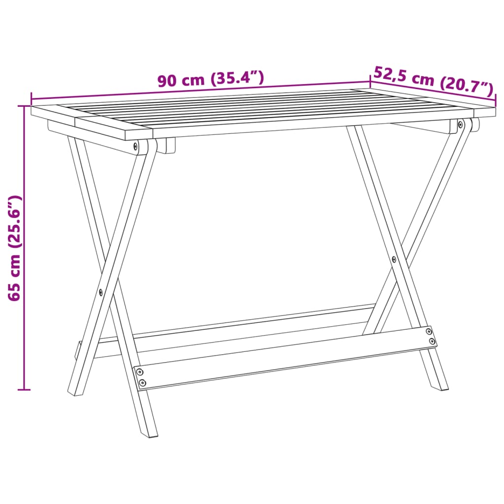 foldbart havebord 90x52,5x65 cm massivt akacietræ