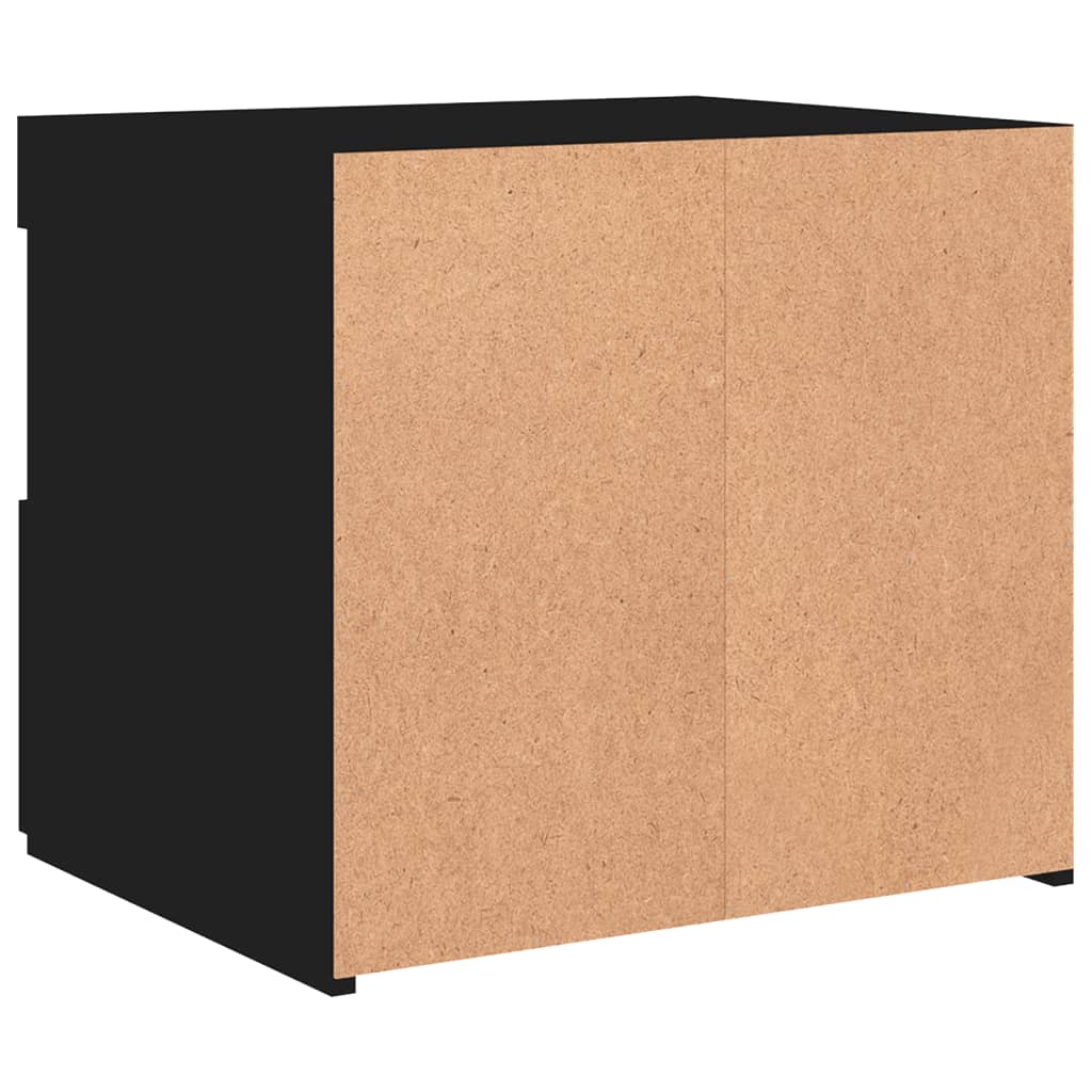 sengeborde 2 stk. med LED-lys 50x40x45 cm sort