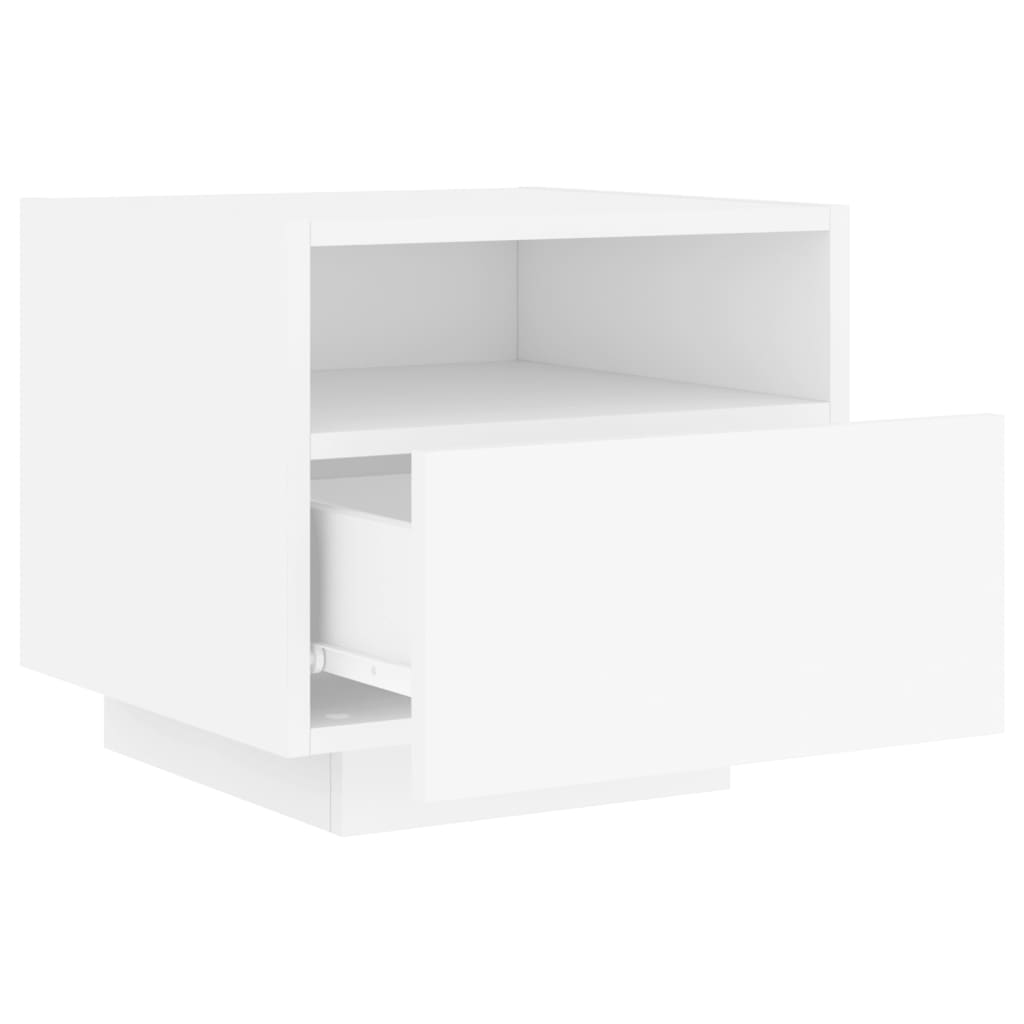 sengeborde 2 stk. med LED-lys 40x39x37 cm hvid