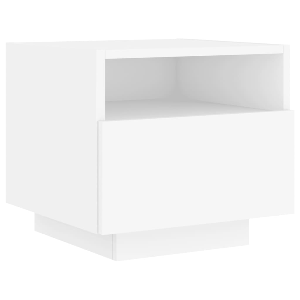 sengeborde 2 stk. med LED-lys 40x39x37 cm hvid