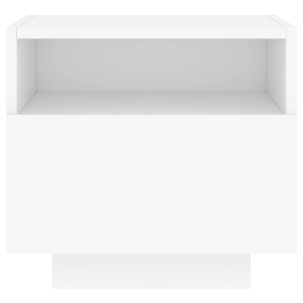 sengeborde 2 stk. med LED-lys 40x39x37 cm hvid