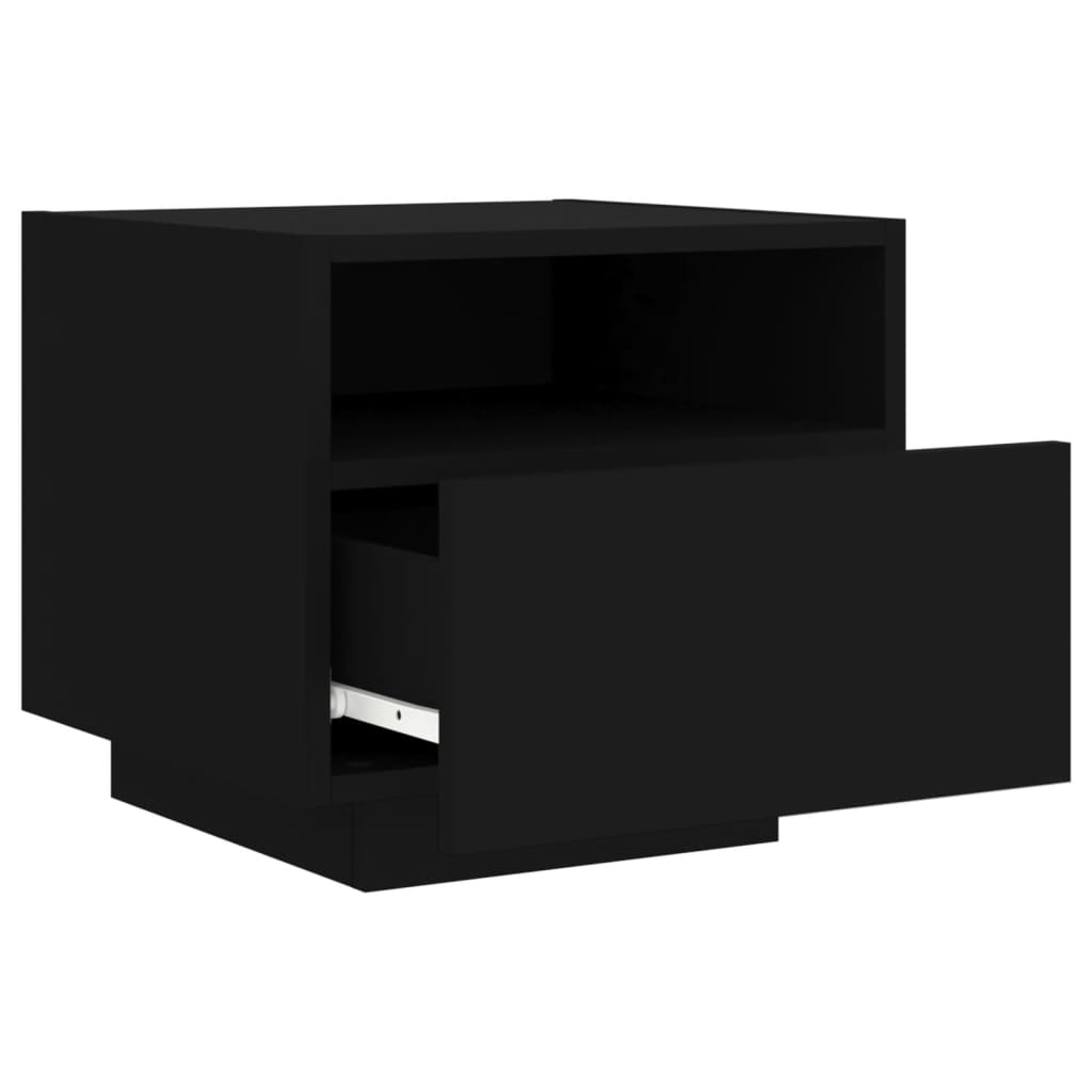 sengeborde 2 stk. med LED-lys 40x39x37 cm sort