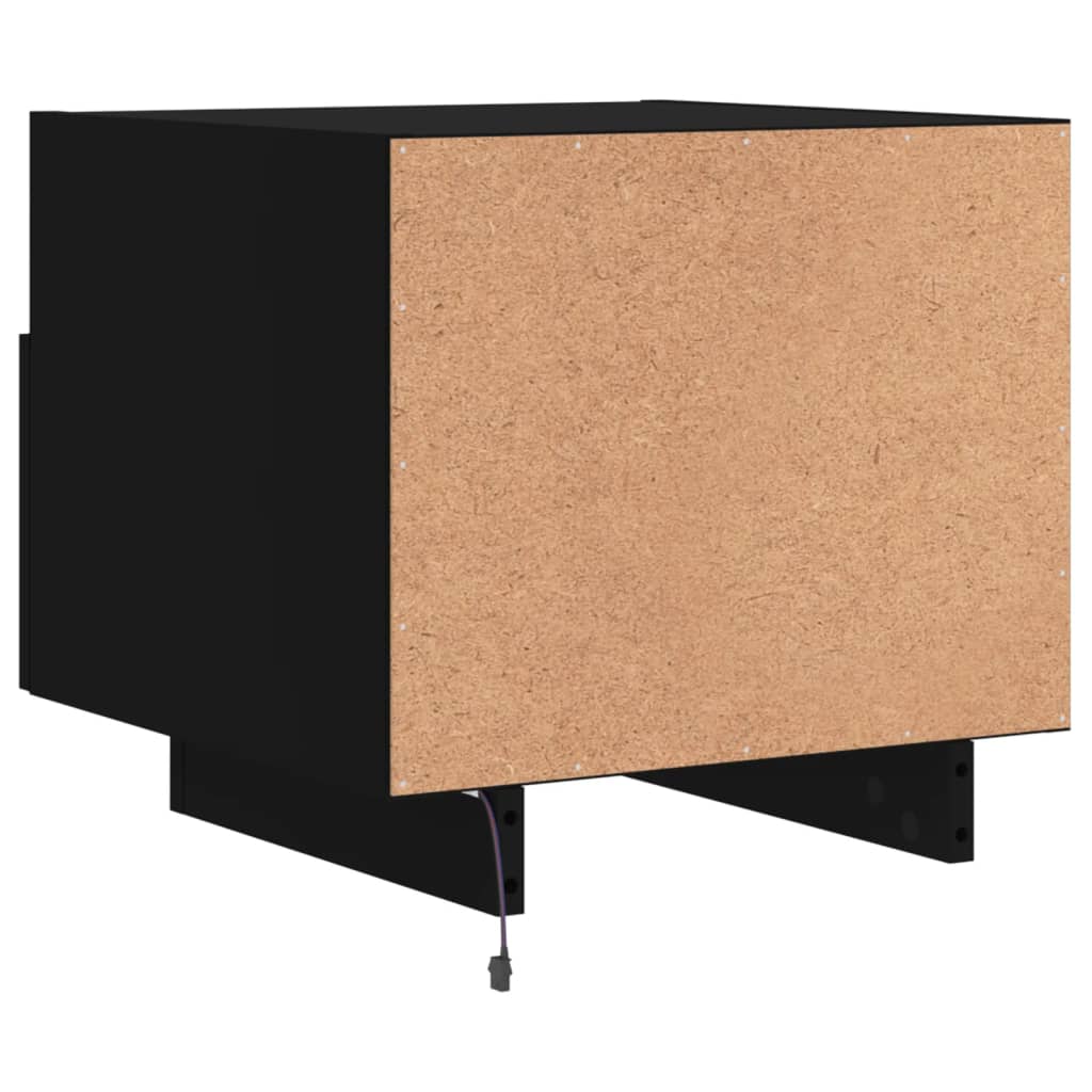 sengeborde 2 stk. med LED-lys 40x39x37 cm sort