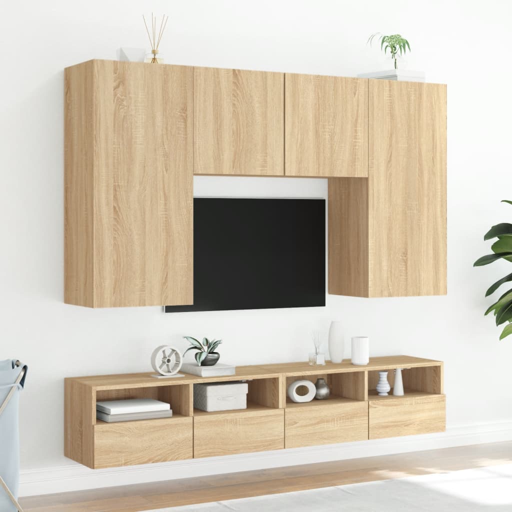 væghængt tv-bord 100x30x30 cm konstrueret træ sonoma-eg