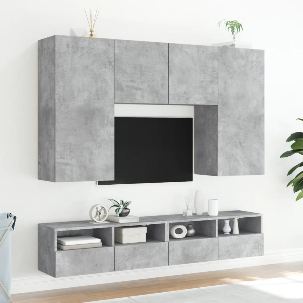 væghængt tv-bord 100x30x30 cm konstrueret træ betongrå