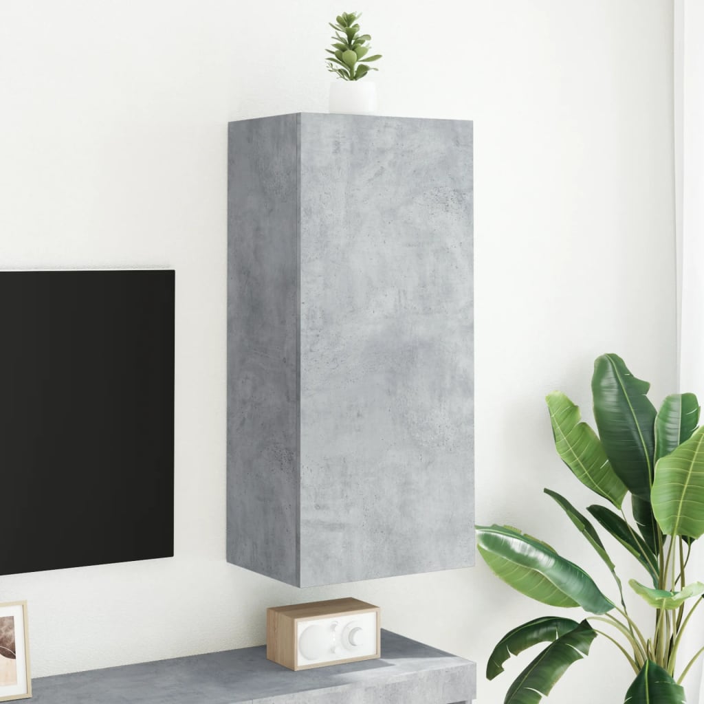 væghængt tv-bord 40,5x30x90 cm konstrueret træ betongrå