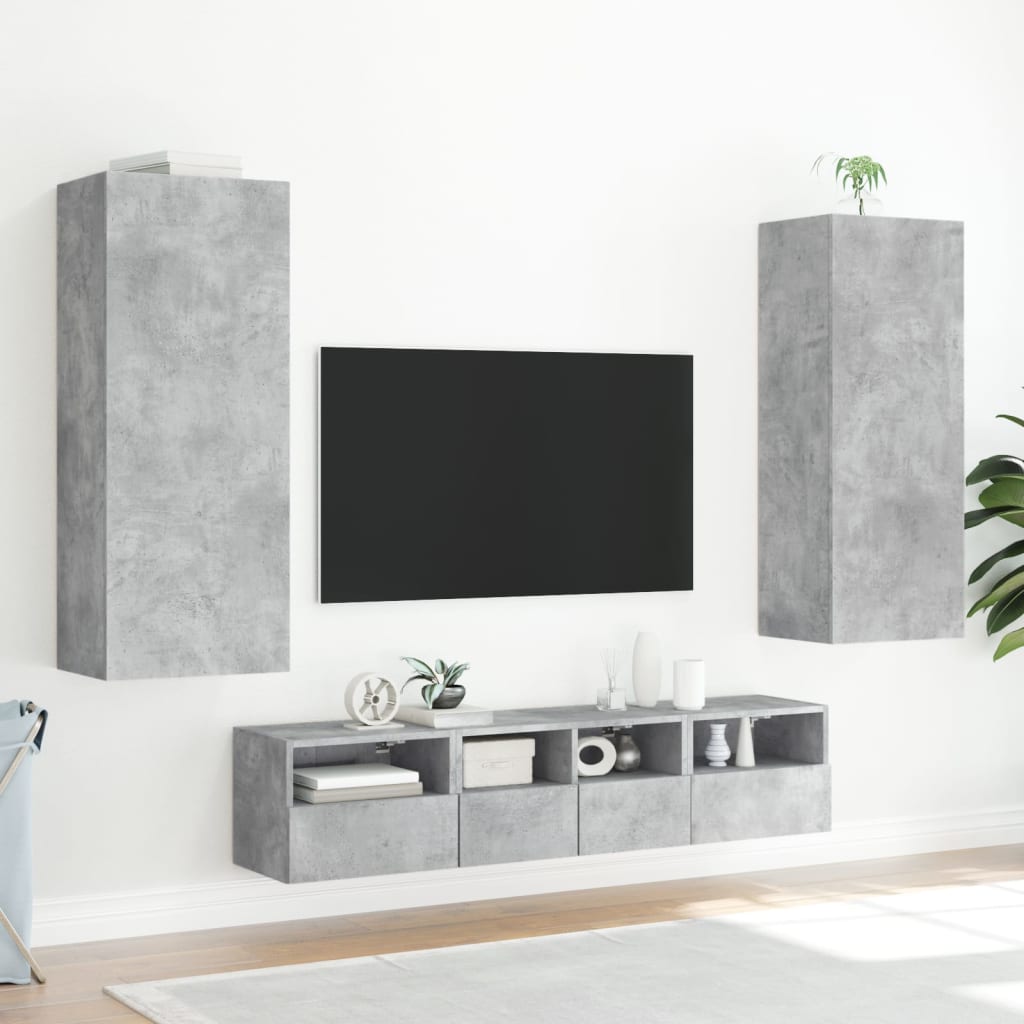 væghængt tv-bord 40,5x30x102 cm konstrueret træ betongrå