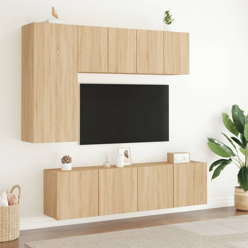 væghængte tv-borde 2 stk. 60x30x41 cm sonoma-eg