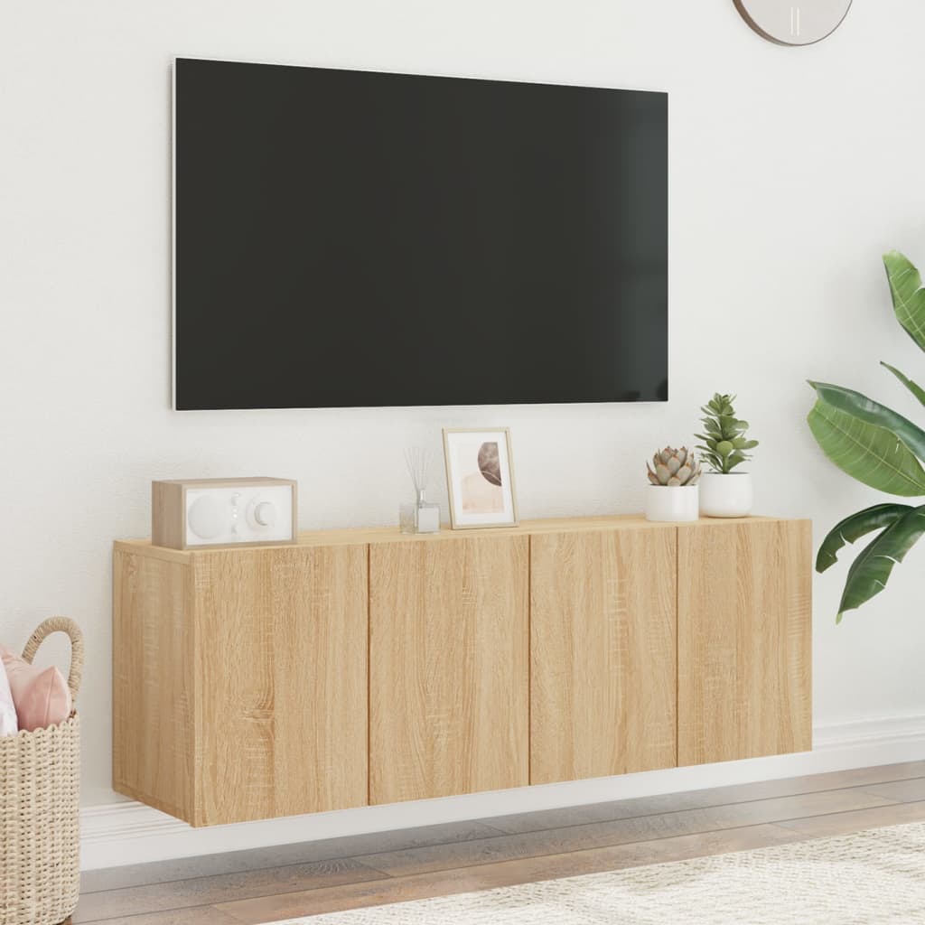 væghængte tv-borde 2 stk. 60x30x41 cm sonoma-eg