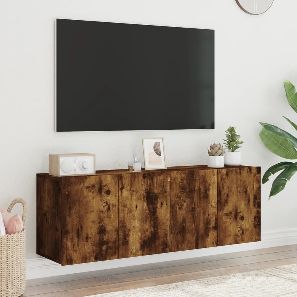 væghængte tv-borde 2 stk. 60x30x41 cm røget egetræsfarve